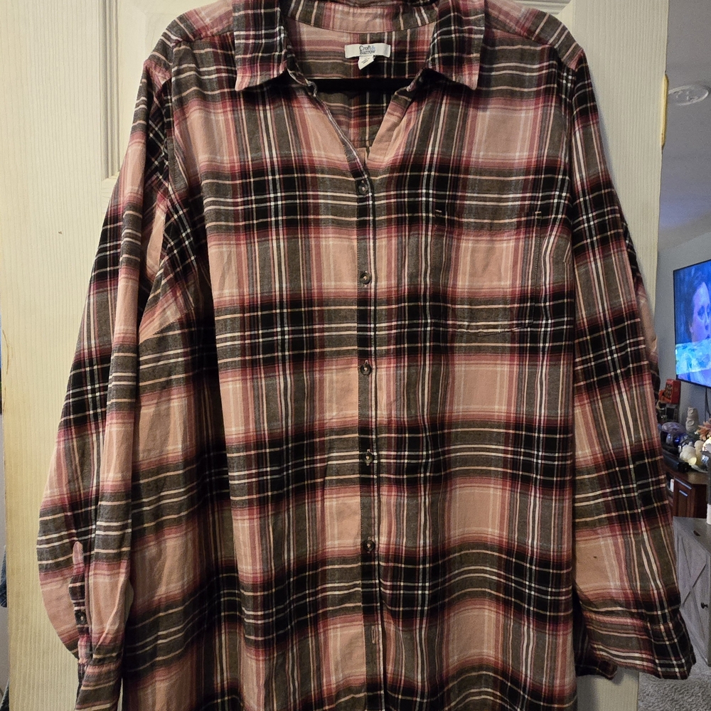 Croft & Barrow Plaid Flanel Button Down Top